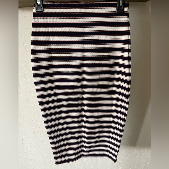 Lovers + Friends, Reformation Bodycon Pencil Striped Skirt,Navy & Pastel—XS••• - Picture 9 of 16